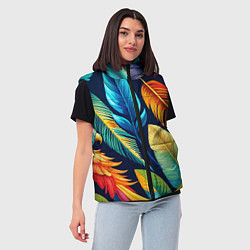 Женский жилет Пёстрые пёрышки попугаев, цвет: 3D-черный — фото 2