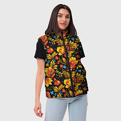 Женский жилет Русская национальная роспись хохлома, цвет: 3D-черный — фото 2