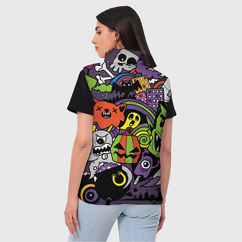 Женский жилет Страшно веселые монстры / 3D-Черный – фото 4