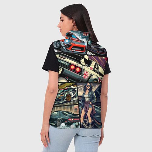 Женский жилет Japanese cars art / 3D-Черный – фото 4