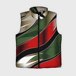 Женский жилет Белые зеленые и красные полосы, цвет: 3D-черный