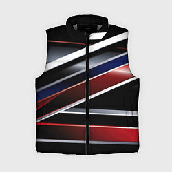 Женский жилет Белые черные красные полосы, цвет: 3D-светло-серый