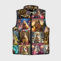 Женский жилет Коллаж капибара король в короне, цвет: 3D-черный