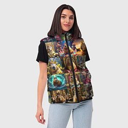 Женский жилет Коллаж много капибар в короне, цвет: 3D-красный — фото 2