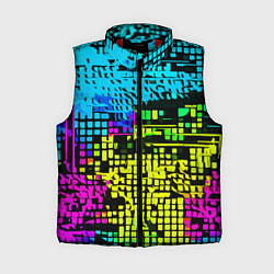 Женский жилет Разноцветный глитч на чёрном фоне, цвет: 3D-красный