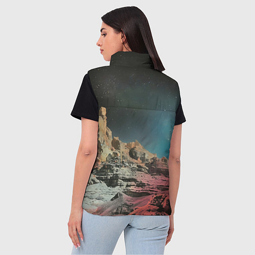 Женский жилет Ретро космический пейзаж / 3D-Черный – фото 4