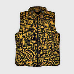 Женский жилет Золотые узоры на черном фоне, цвет: 3D-светло-серый