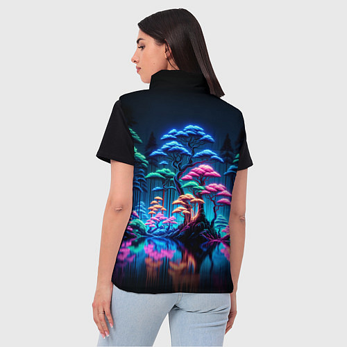 Женский жилет Неоновый лес - нейросеть / 3D-Светло-серый – фото 4