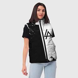 Женский жилет Linkin park краски чёрнобелый, цвет: 3D-красный — фото 2