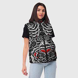 Женский жилет Серые паттерны цветы, цвет: 3D-светло-серый — фото 2