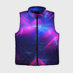 Женский жилет Неоновые абстрактные треугольники, цвет: 3D-черный