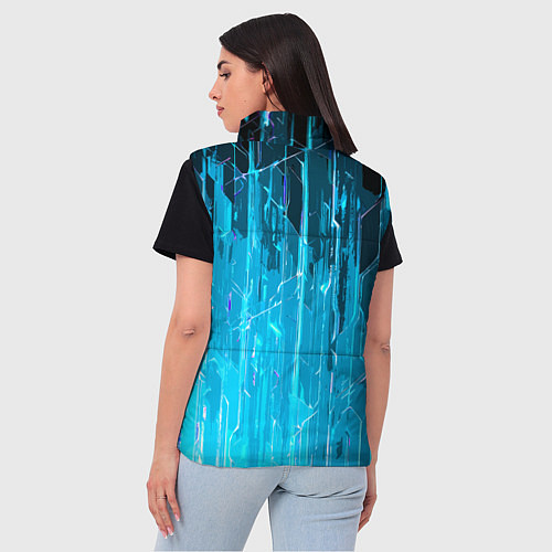 Женский жилет Белые линии на синем фоне / 3D-Черный – фото 4