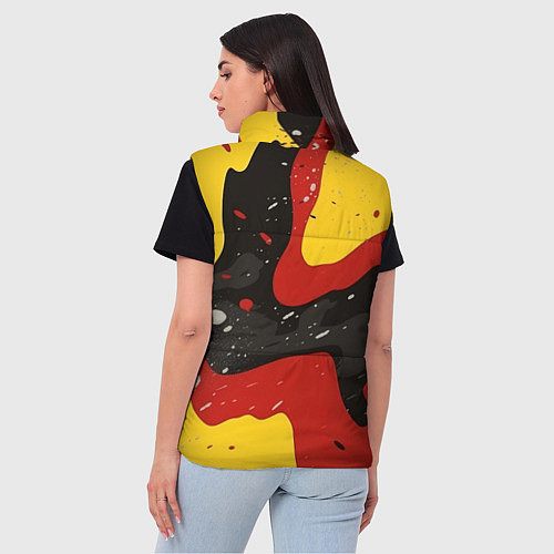 Женский жилет Красные желтые оранжевые пятна краски абстракция / 3D-Черный – фото 4
