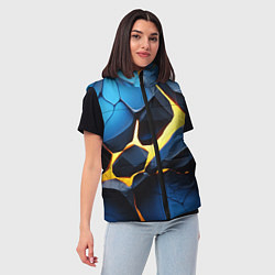 Женский жилет Желтая лава на синих плитах, цвет: 3D-черный — фото 2