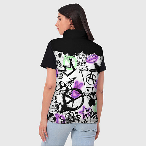 Женский жилет Анархия от Мона Лизы в граффити и неоне / 3D-Черный – фото 4