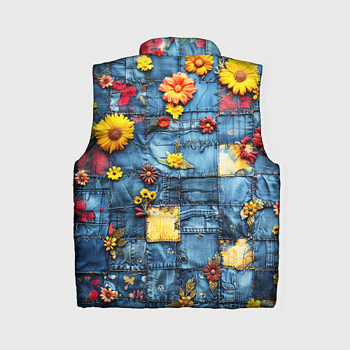 Женский жилет Подсолнухи на джинсах / 3D-Светло-серый – фото 2