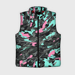 Женский жилет Бирюзово-розовый камуфляж, цвет: 3D-красный