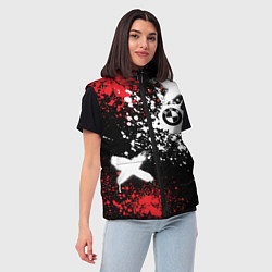 Женский жилет BMW на фоне граффити и брызг красок, цвет: 3D-черный — фото 2