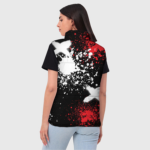 Женский жилет Фольксваген на фоне граффити и брызг красок / 3D-Красный – фото 4