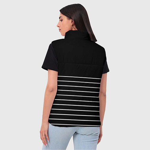 Женский жилет Чёрный в белую тонкую полоску / 3D-Черный – фото 4
