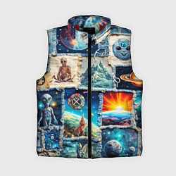 Женский жилет Разнообразие миров - пэчворк, цвет: 3D-красный
