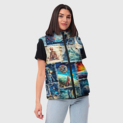 Женский жилет Разнообразие миров - пэчворк, цвет: 3D-красный — фото 2