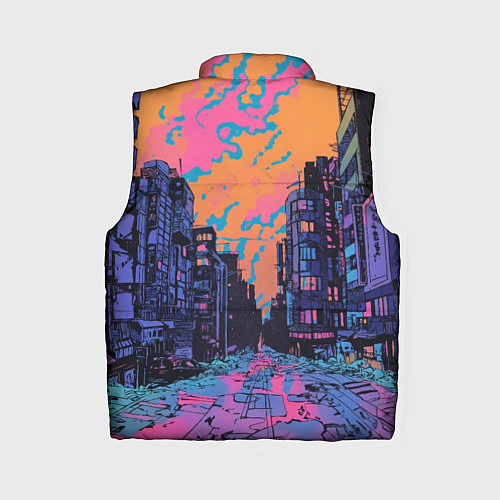 Женский жилет Киберпанк город в стиле комиксов / 3D-Светло-серый – фото 2