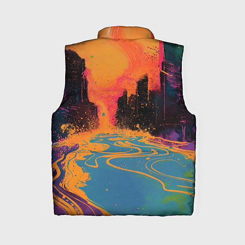 Женский жилет Абстрактная городская улица со зданиями и река / 3D-Светло-серый – фото 2