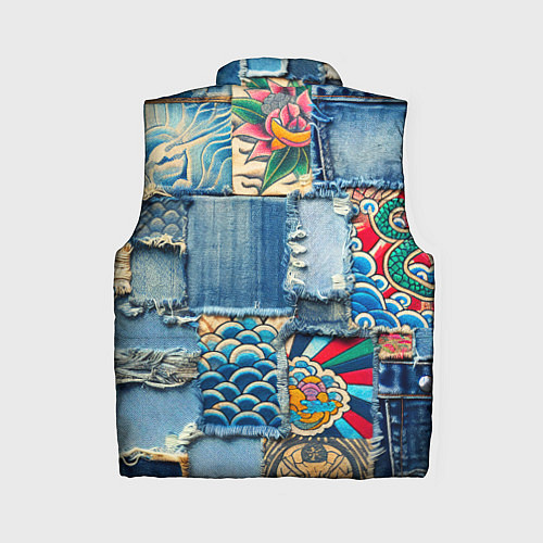 Женский жилет Японские мотивы на дениме / 3D-Светло-серый – фото 2