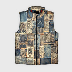 Женский жилет Татуировки племени майя пэчворк