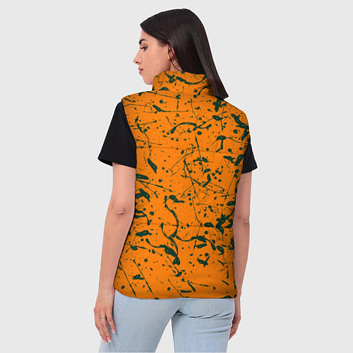 Женский жилет Оранжевый с брызгами зеленой краски / 3D-Красный – фото 4