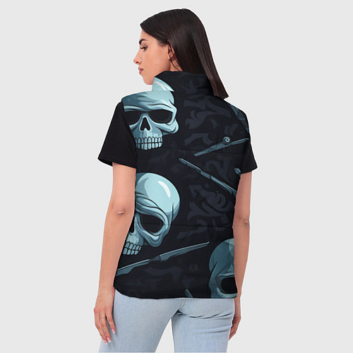 Женский жилет Черепа и ножи / 3D-Черный – фото 4