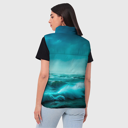 Женский жилет Белый маяк и ночной шторм / 3D-Светло-серый – фото 4