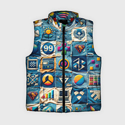 Женский жилет Пэчворк деним из девяностых