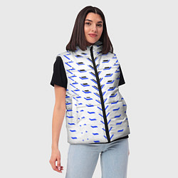 Женский жилет Чёрные и синие полосы на белом фоне, цвет: 3D-светло-серый — фото 2