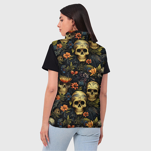 Женский жилет Осень и черепа / 3D-Черный – фото 4
