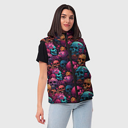 Женский жилет Поле яркий черепов и цветов, цвет: 3D-черный — фото 2