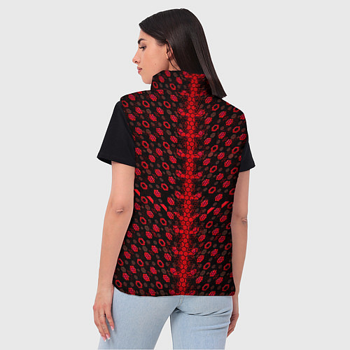 Женский жилет Красные киберпанк ячейки на белом фоне / 3D-Светло-серый – фото 4