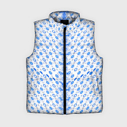 Женский жилет Синие киберпанк ячейки на белом фоне, цвет: 3D-светло-серый