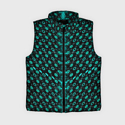 Женский жилет Изумрудные киберпанк ячейки на чёрном фоне, цвет: 3D-черный