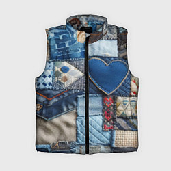Женский жилет Джинсовый пэчворк - нейросеть, цвет: 3D-светло-серый