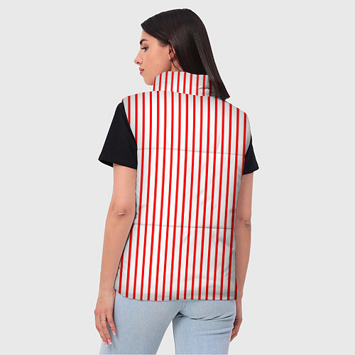 Женский жилет Белый в красную полоску / 3D-Красный – фото 4
