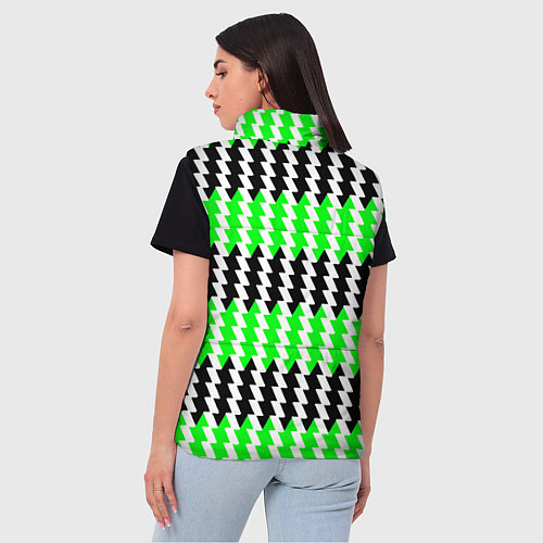 Женский жилет Вертикальные чёрно-зелёные полосы / 3D-Черный – фото 4