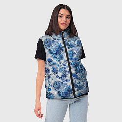 Женский жилет Цветочный сине-голубой узор, цвет: 3D-красный — фото 2