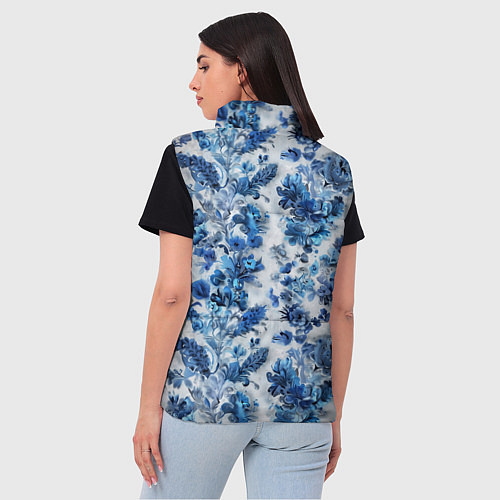 Женский жилет Цветочный сине-голубой узор / 3D-Красный – фото 4