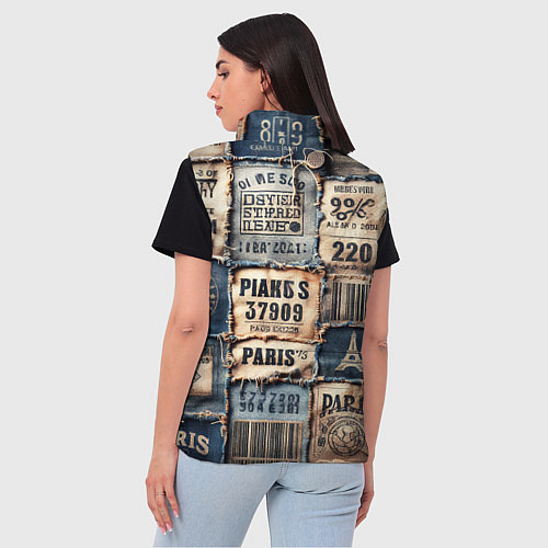 Женский жилет Пэчворк джинсы из Парижа / 3D-Светло-серый – фото 4