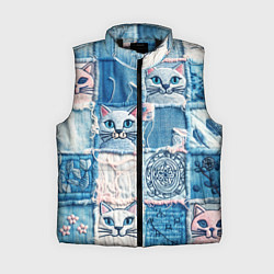 Женский жилет Кошки на пэчворк джинсах паттерн
