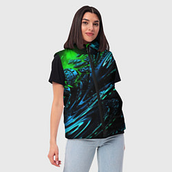 Женский жилет Яркая зеленая краска на темной абстракции, цвет: 3D-черный — фото 2