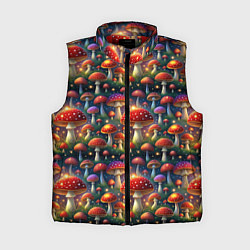 Женский жилет Красные мухоморы в лесу паттерн