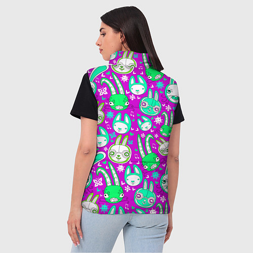 Женский жилет Разноцветные зайцы / 3D-Светло-серый – фото 4